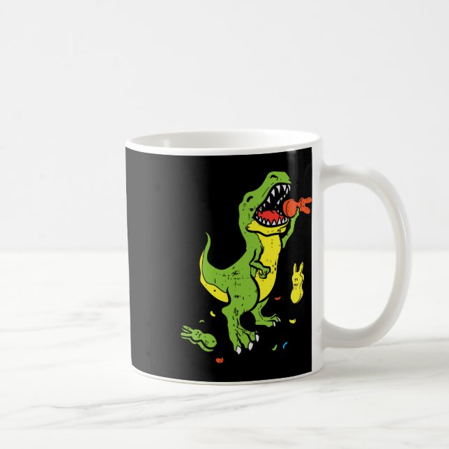 Trex Eating Bunny Funny Easter Dinosaur Lover Boys Coffee Mug (Right)