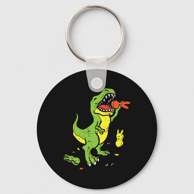 Trex Eating Bunny Funny Easter Dinosaur Lover Boys Keychain (Front)