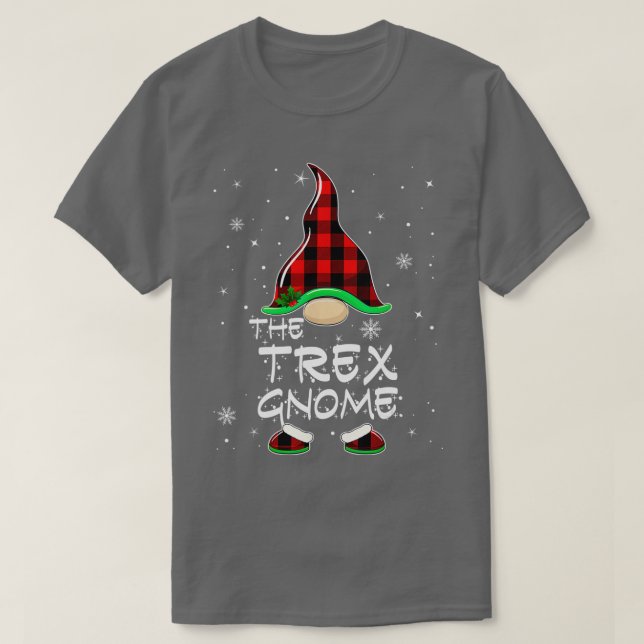 Trex Gnome Buffalo Plaid Matching Family Christmas T-Shirt (Design Front)