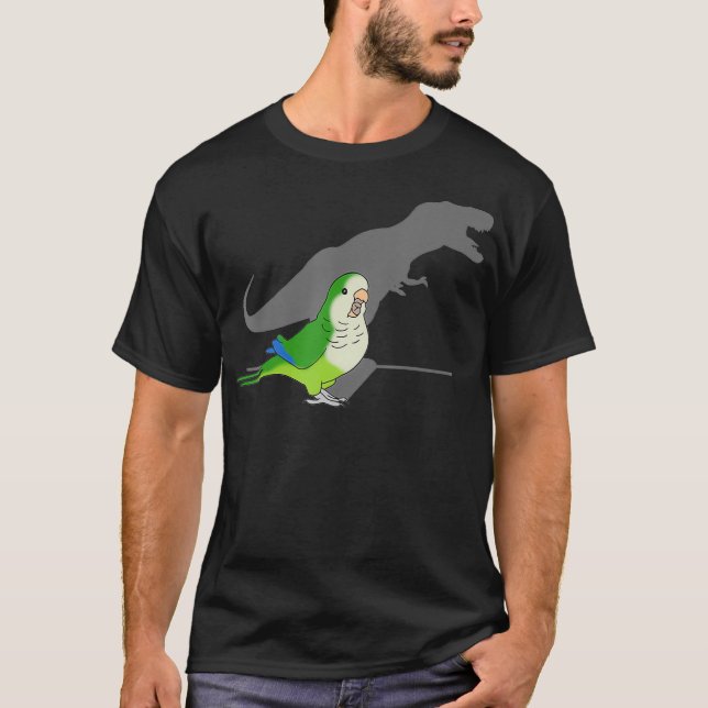 Trex Green Monk Parakeet Funny Birb memes Parrot T-Shirt (Front)