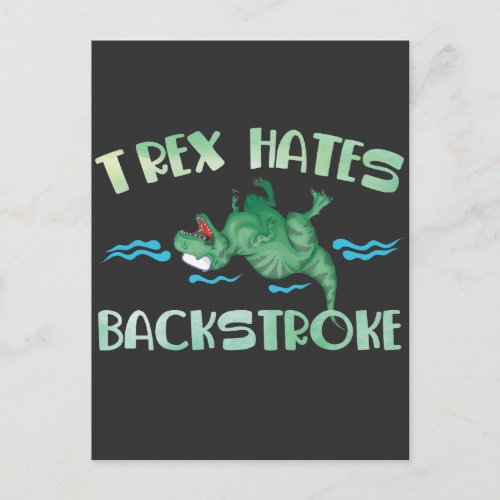 TRex Hates Backstroke water sports Dino Swimming Postcard