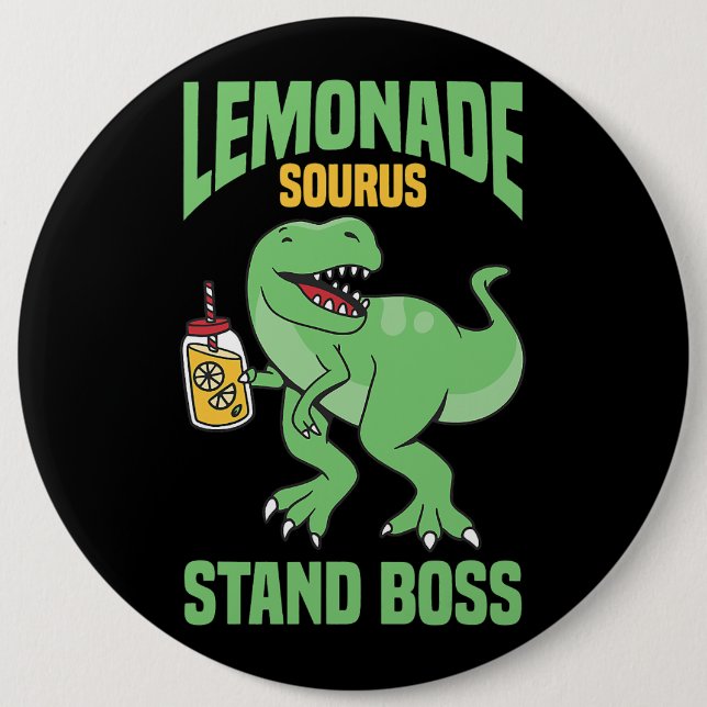 TRex Lemonade Stand Boss Kids Lemon Squad Button (Front)