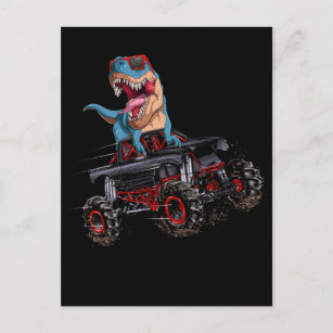 Trex Monster Truck Dirt Race Dinosaur Postcard