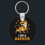 Trex Orange Ribbon Im A Warrior Leukemia Awareness Keychain<br><div class="desc">Trex Orange Ribbon Im A Warrior Leukemia Awareness Boys Kids</div>