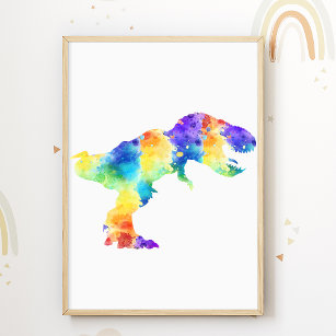 Trex Print Colorful Dinosaur Kids Room Poster