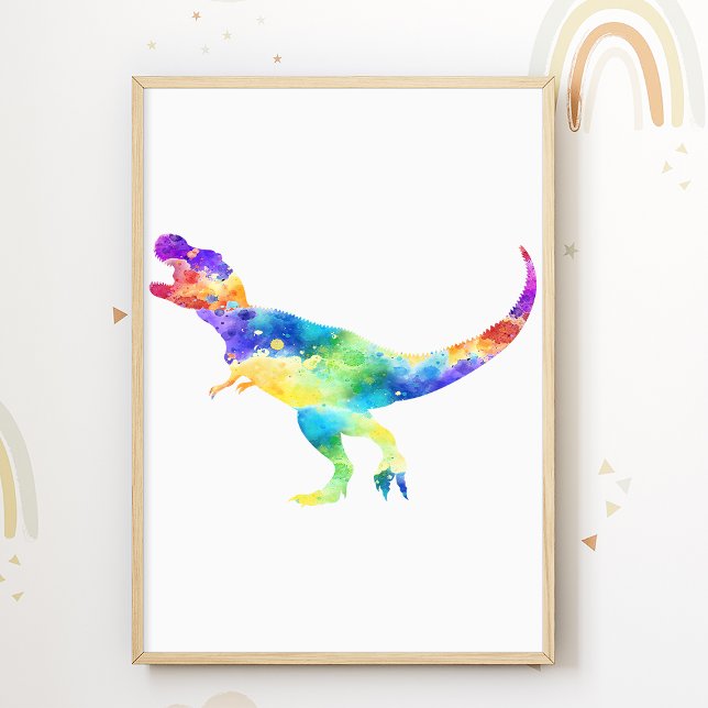 Trex Print Colorful Dinosaur Kids Room Poster (Creator Uploaded)