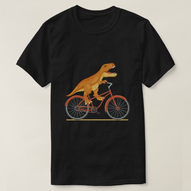 TRex Riding A Bike Funny Trex Dinosaur Bicycle Rid T-Shirt (Design Front)