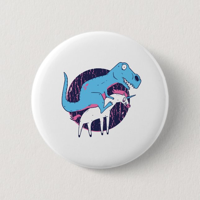 Trex Riding Unicorn Button (Front)