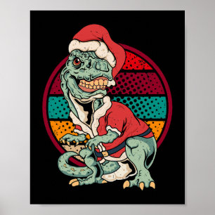 TRex Santa Claus Dinosaur Christmas Funny Merry Xm Poster