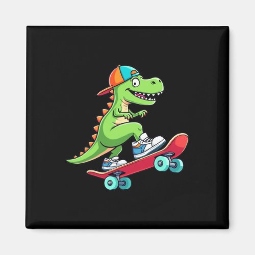 Trex Skateboarder Dino Dinosaur Skating Skateboard Magnet