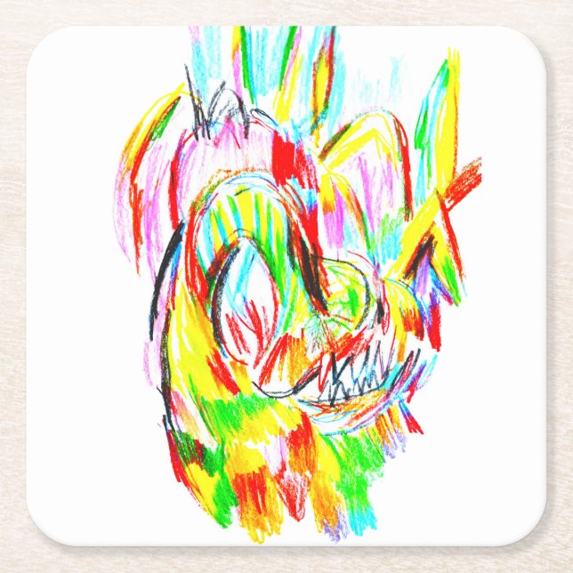 Trex summer  square paper coaster (Front)
