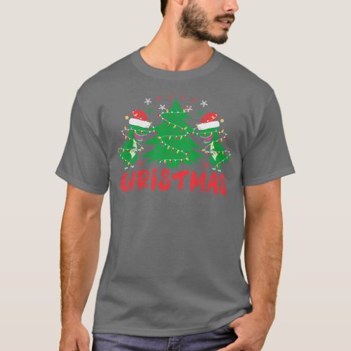 TRex Tree Rex Christmas Tree Xmas Lights Dancing A T_Shirt