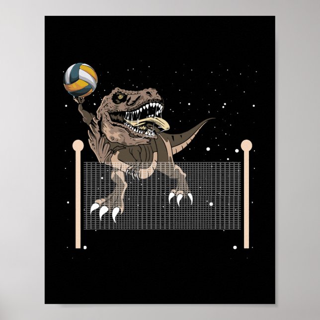 Trex Trex Dinosaur Play Volleyball Sport Player Poster (Front)