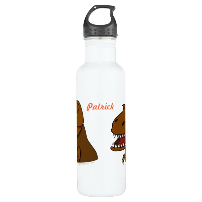 Trex Tyrannosaurus Rex Dinosaur Personalized Kids Stainless Steel Water Bottle (Front)