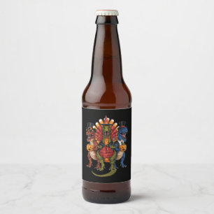 TRexgiving T-Rex Happy Thanksgiving Dinosaurs  Beer Bottle Label