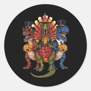 TRexgiving T-Rex Happy Thanksgiving Dinosaurs Classic Round Sticker