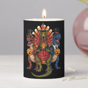 TRexgiving T-Rex Happy Thanksgiving Dinosaurs Pillar Candle