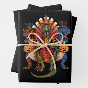 TRexgiving T-Rex Happy Thanksgiving Dinosaurs Wrapping Paper Sheets