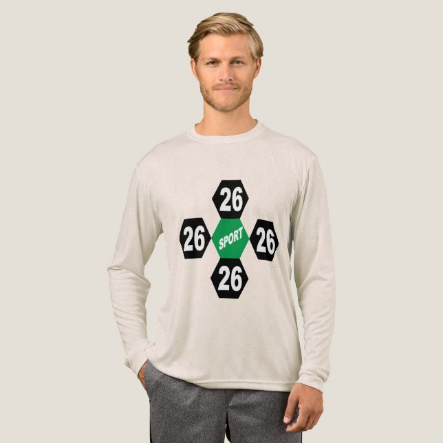Tri-blend Long Sleeve Shirt oatmeal DESIGN SPORT  (Full Front)