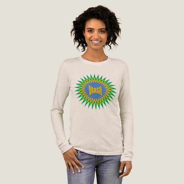 Tri-blend Long Sleeve Shirt oatmeal  SUN  BRASIL (Full Front)