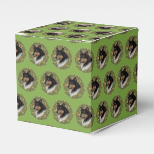 Tri Collie Rough Dog _ Wreath Favor Boxes
