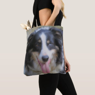 Tri Color Border Collie Face  Tote Bag