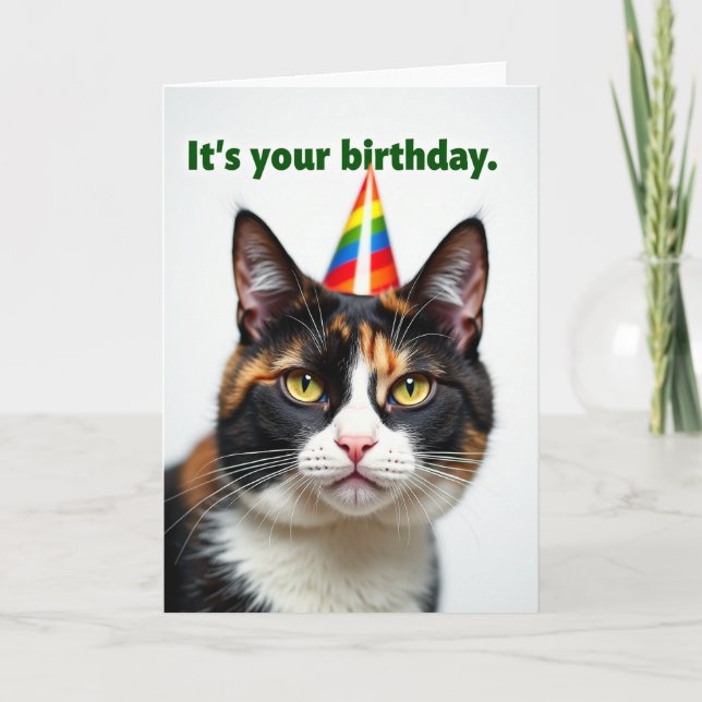 Tri Color Cat Birthday Card (Front)