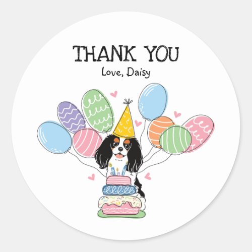 Tri Color Cavalier King Charles Spaniel Birthday Classic Round Sticker