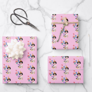 Tri Color Cavalier King Charles Spaniel Birthday Wrapping Paper Sheets