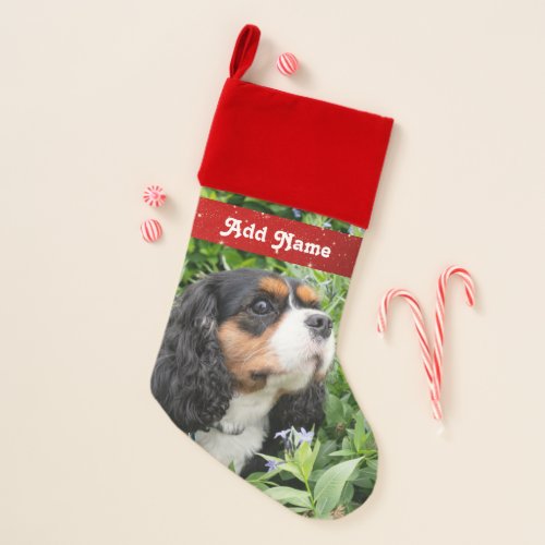 Tri Color Cavalier King Charles Spaniel Dog Christmas Stocking
