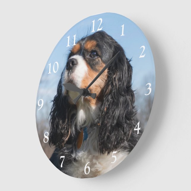 Cavalier King Charles Spaniel Clock - Tri Cavalier King Charles Spaniel Clock - Tri
