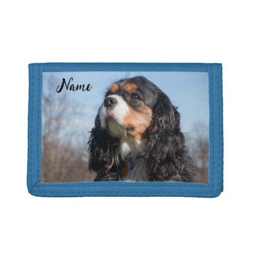 Tri Color Cavalier King Charles Spaniel Dog Trifold Wallet