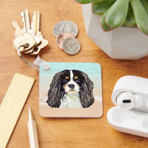 Tri_Color Cavalier King Charles Spaniel Keychain