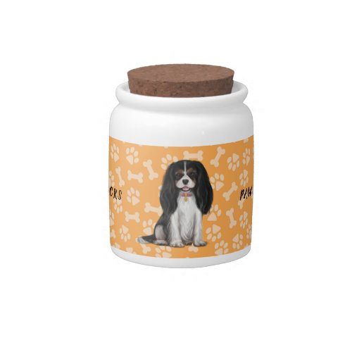 Tri_Color Cavalier King Charles Spaniel Treat Jar