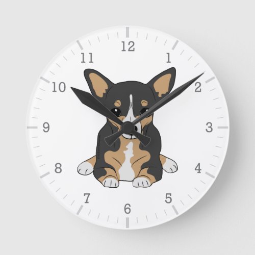 Tri_Color Chihuahua Cute Black Brown White Round Clock