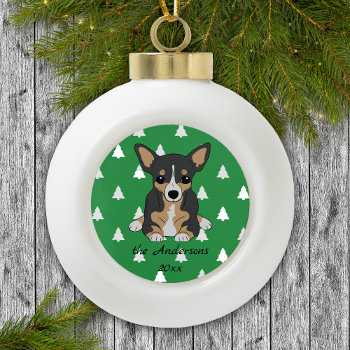 Tri-color Chihuahua White Christmas Trees Ceramic Ball Christmas Ornament by FavoriteDogBreeds at Zazzle