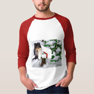 Tri-Color Collie Puppy Christmas Gifts T-Shirt