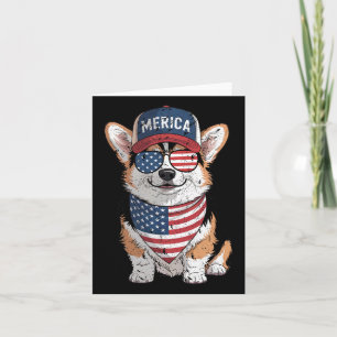 Tri Color Corgi 4th Of July Us American Flag Dog P Card