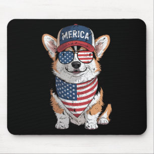 Tri Color Corgi 4th Of July Us American Flag Dog P Mouse Pad