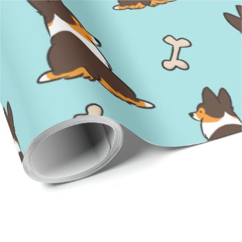 Tri-color Corgi Butt Wrapping Paper by CorgiThings at Zazzle