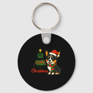 Tri Color Corgi Costume Pjs Joy Hope Love Peace Ch Keychain