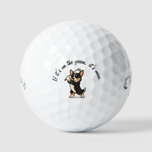 Tri-Color Corgi 'If It's on the Green, It's Mine' Golf Balls