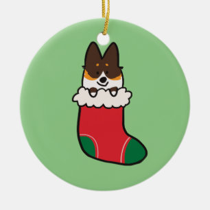 Tri-Color Corgi Stocking Ornament CorgiThings