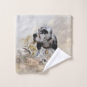 Tri Color English Setter Art, woodcock Hunting Bath Towel Set