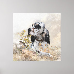 Tri Color English Setter Art, woodcock Hunting Canvas Print
