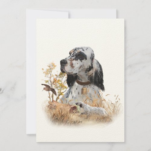 Tri Color English Setter Art woodcock Hunting Invitation