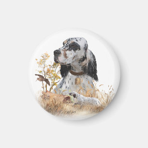 Tri Color English Setter Art, woodcock Hunting Magnet