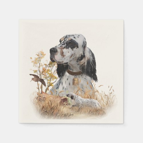 Tri Color English Setter Art woodcock Hunting Napkins