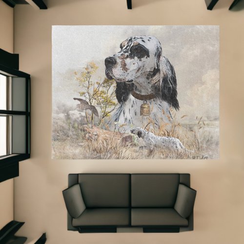 Tri Color English Setter Art woodcock Hunting Rug