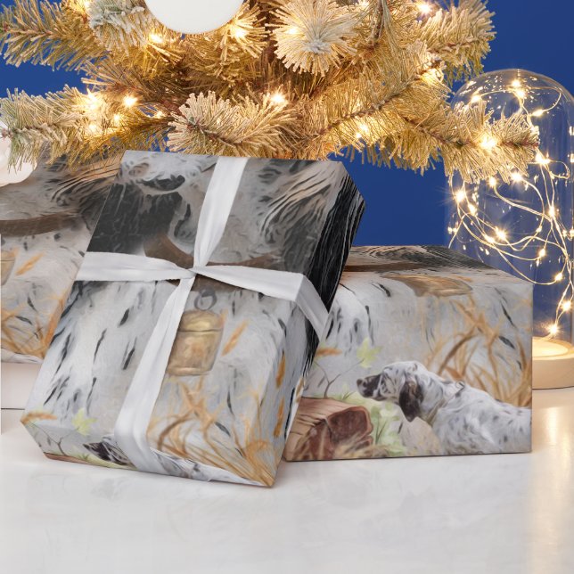 Tri Color English Setter Art, woodcock Hunting Wrapping Paper (Holidays)